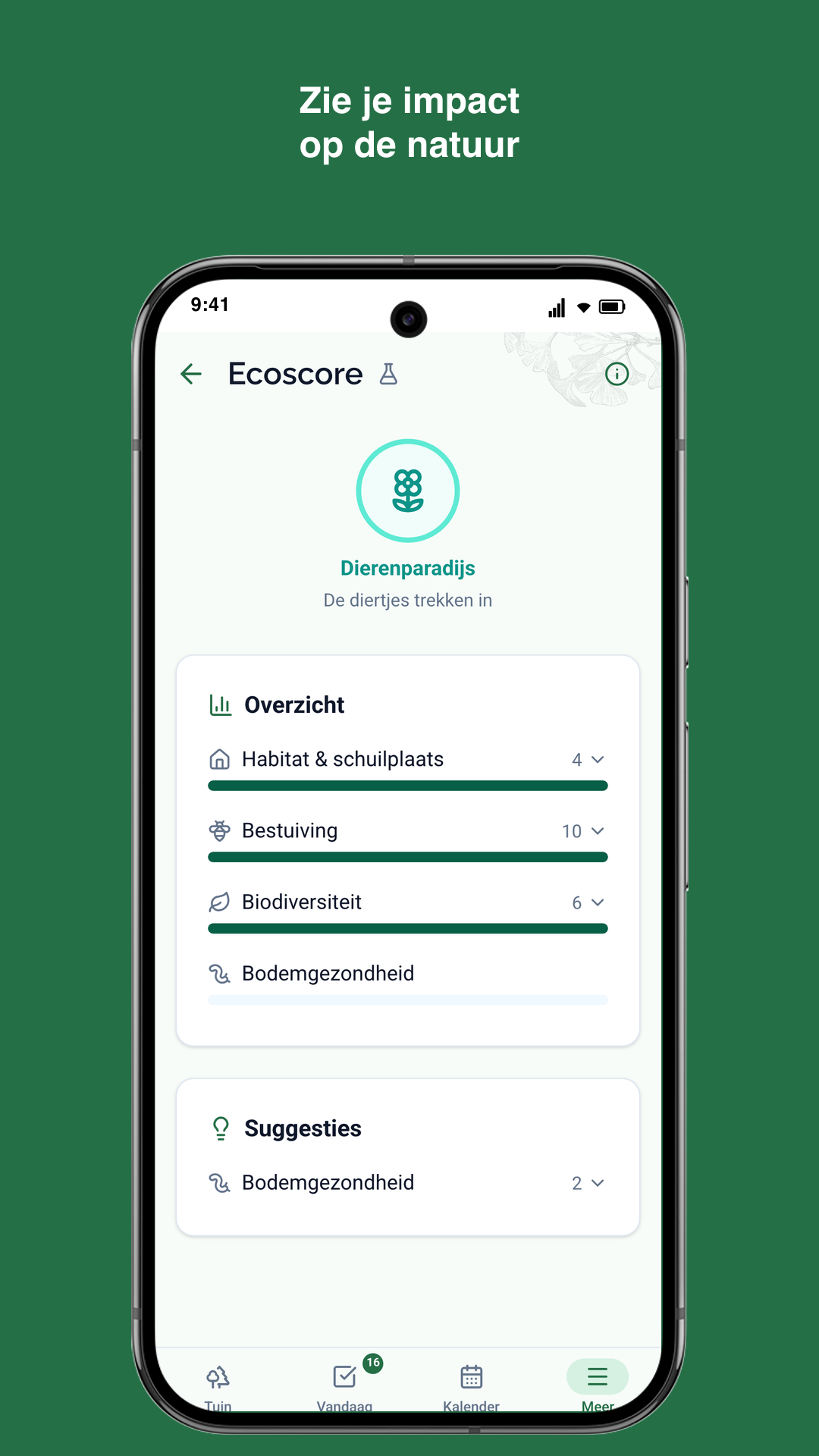 Gardiflora-app met Ecoscore voor een plant met biodiversiteitsimpact